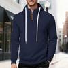 Winter Fleece Men's Loose Hooded Zipper Commuting Tank Drawstring Sweatshirt