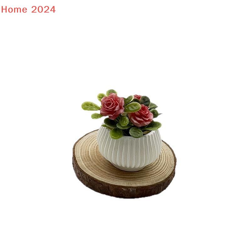 1Pcs Mini Rose Plant Potted Plants Model House Living Room Scene Decoration Miniature Landscape Handicrafts