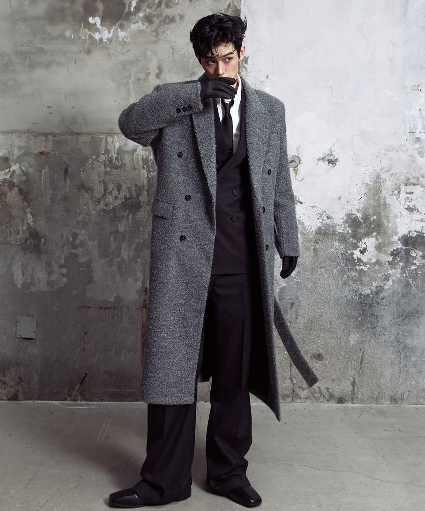 Lanarchive [0089] Boucle Double Long Coat - Grey