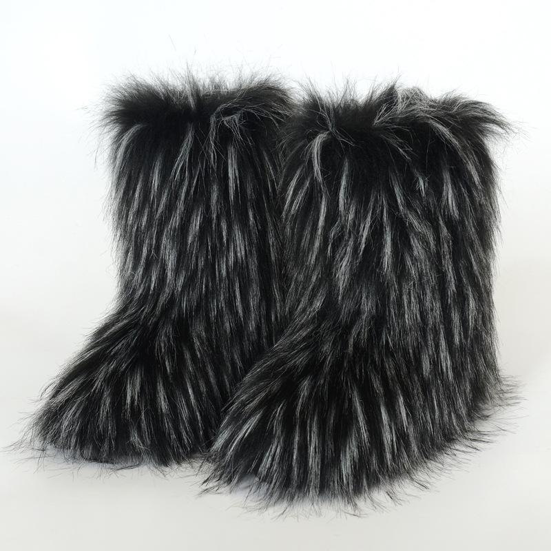Fashion Fluffy Mid-calf Boots Winter Women Fashion Snow Boots Warm Cotton Shoes 2025 New