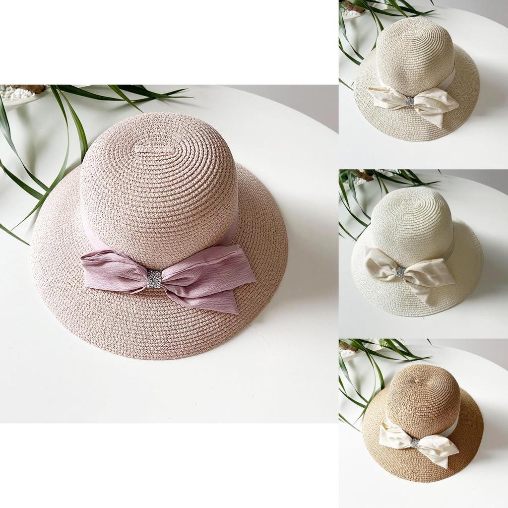 Chic Round Top Wide Brim Sun Hat For Women Japanese Style Bowknot Fisherman Hat Straw Hat Ideal For Spring And Summer