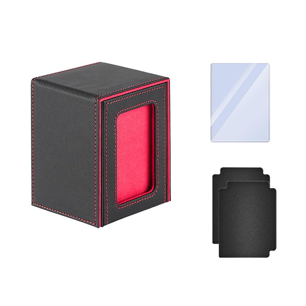 Poxvalzor Deck Trading Card Card Display 100 Compatible with Vertical Card Compatible with Trading Various Card PU 8 Pairs of Magnets Interior Case,