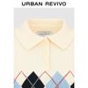 UR Women's Argyle Short Sleeve Polo Knit Top