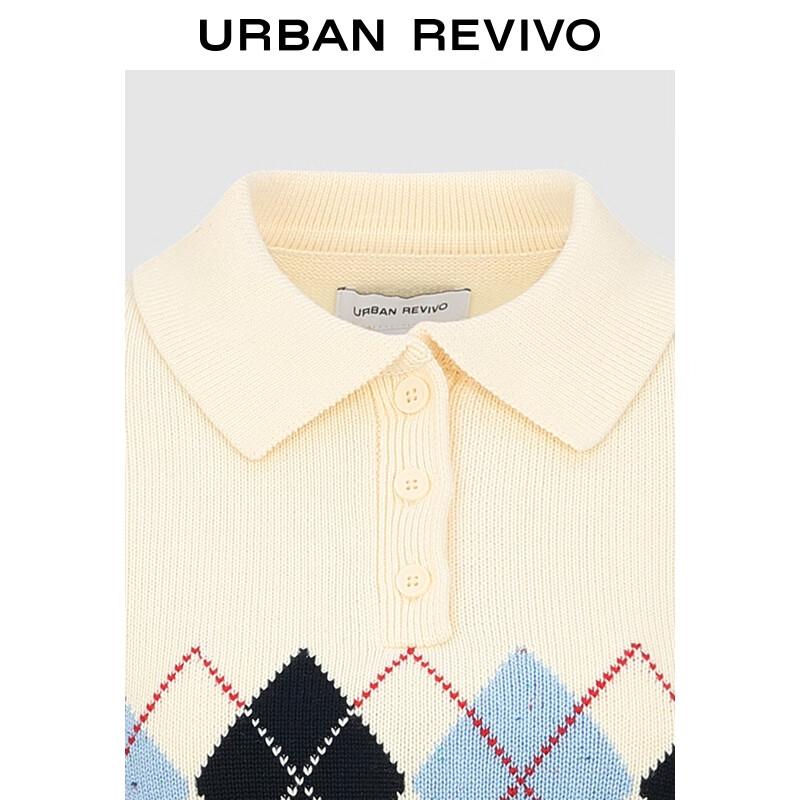 UR Women's Argyle Short Sleeve Polo Knit Top