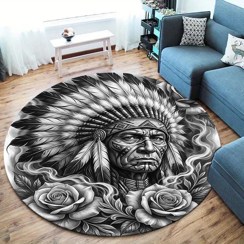 Sketch Medusa Whale Dragon Round Area Rug,Carpet Rug for Living Room Bedroom Sofa Playroom Decor,Non-slip Floor Mat