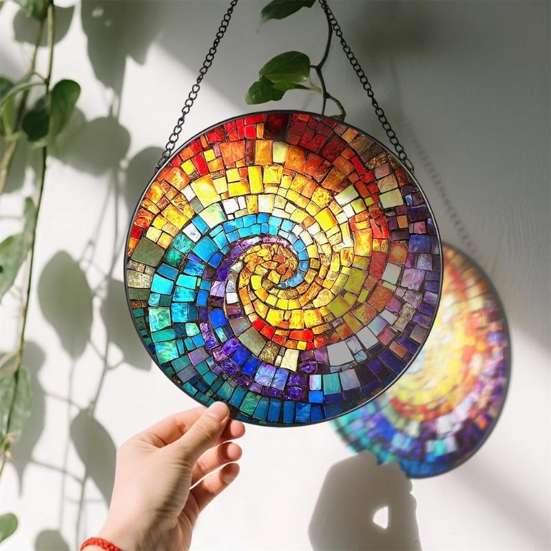 Colorful Glass Hanging Decorative Item Sun Catcher Glass Texture Suitable for Creates Colorful Effects in Various Room B03E