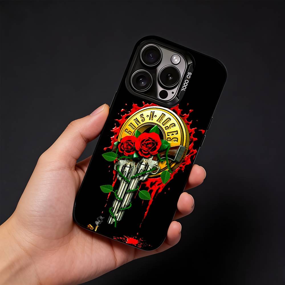 Band G-Guns N Roses Phone Case For iPhone17, 16,15,14,13,12 Pro Max Black Candy Matte Shockproof Cover