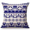 Traditional Delft Navy Blue Toile Floral Pattern Elegant Royal Luxury Home Decoration Cotton Linen Sofa Pillowcase Cushion Cover