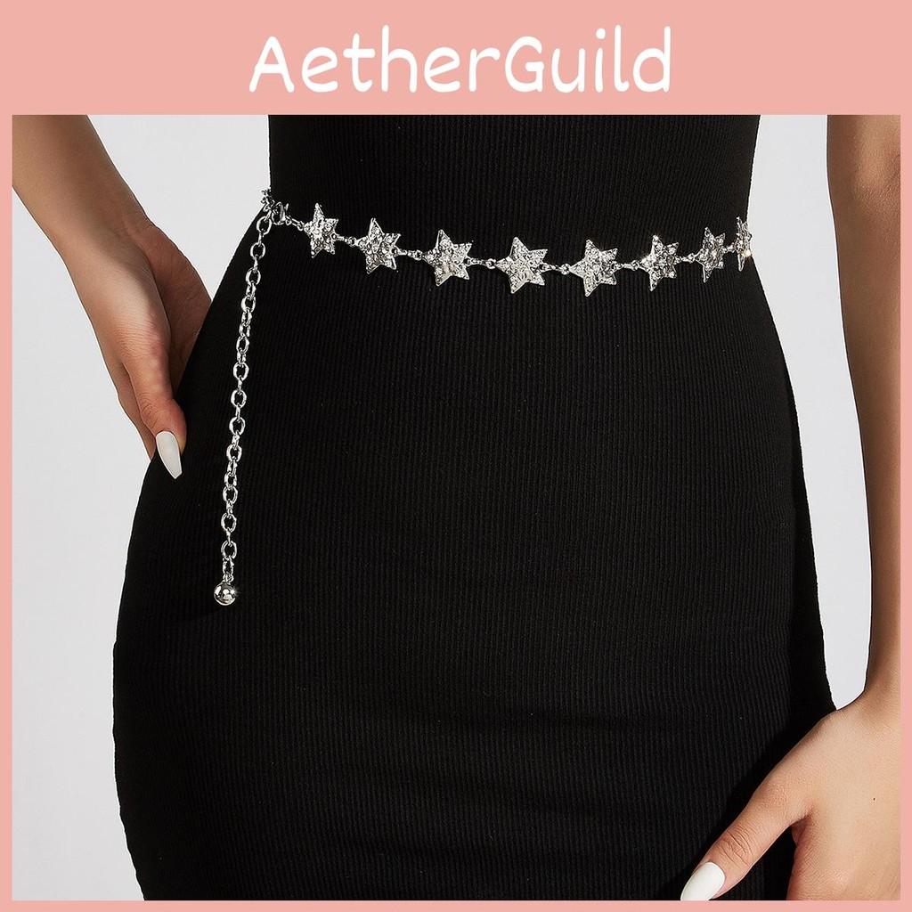 Waist Shiny Metal Chain With Star Pattern For Dresses And Skirts Summer Wear
