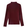 New Winter Double-sided German Velvet Ironing Diamond Base Shirt for Women Long-sleeved Half-high Neck Fashionable Slim T-shirt Top