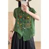 DIMANAF 2026 Summer New Plus Size Women Blouse Shirt Casual Lady Tops Tees Loose Embroidery Floral Cotton