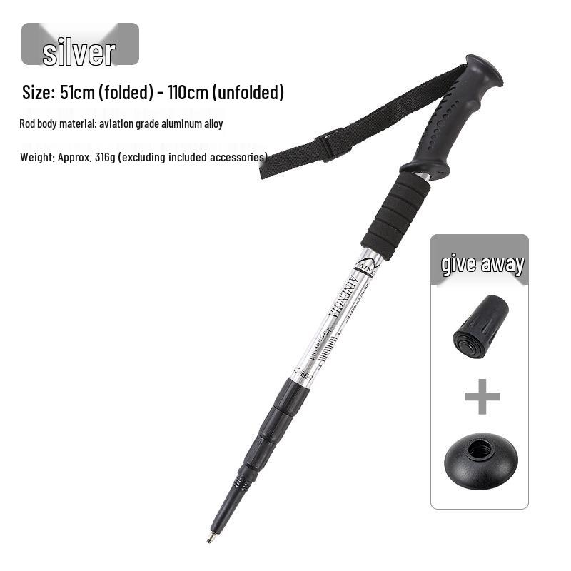 Ultra-Light Shock-Absorbing Aluminum Trekking Poles - Four-Section Telescopic Hiking Gear