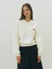 Hiloin V-Neck Cotton Logo Sweatshirt (Ivory)