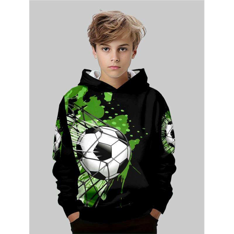 Autumn Football Car Pattern 3D Printed Top Fashionable Casual Long Sleeved Children's Boy Hoodies Javascript: