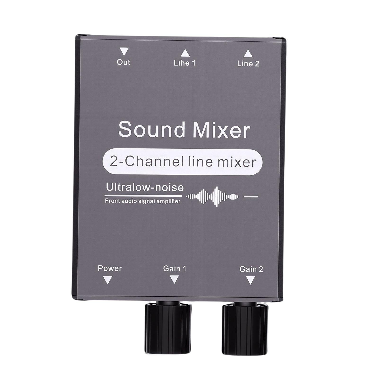 

2 Channel Mixer 2 in 1 Out 3.5mm Sound Mixing Switcher with Dual Volume Control for Computers Headphones