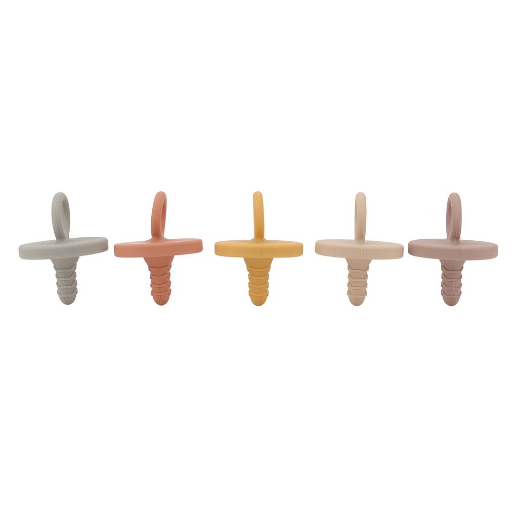 5PCS Infant Soother Pacifiers with Handle Full Silicone Newborn Baby Comfort Pacifier for Sleeping