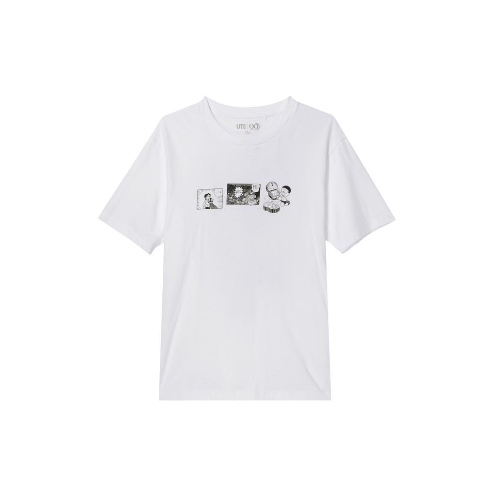 Uniqlo X Doraemon Collaborazione SS24 Moda Versatile Girocollo Pullover T-shirt a Maniche Corte T-shirt Unisex Bianca UQ471660000