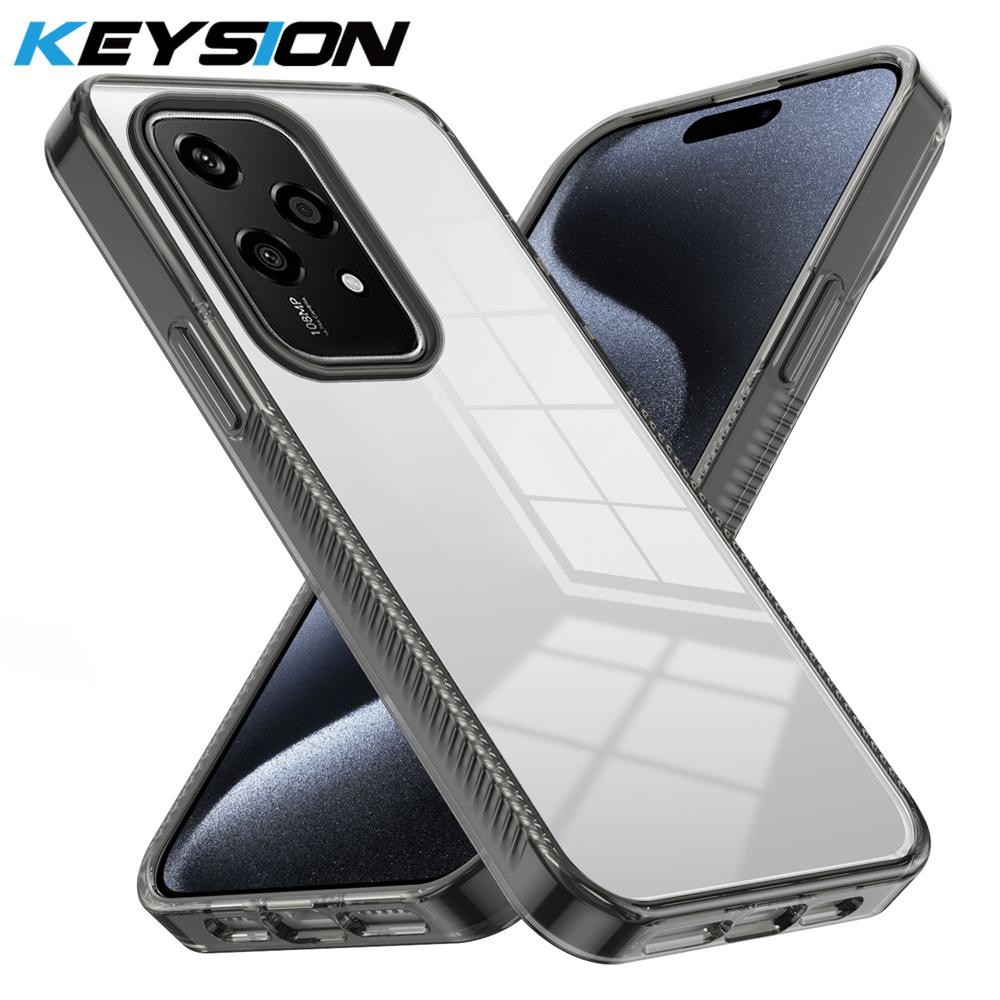 

KEYSION Прозрачный чехол для HONOR 200 Pro 5G Мягкий ТПУ+ПК Нескользящий HD Прозрачный Ударопрочный Чехол для телефона для Huawei Honor 200 Lite 5G for Honor 200 Lite чёрный