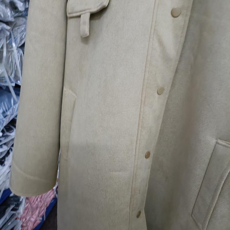 Dámský Trendy Zimní Semišový Hrubý Dlouhý Motorkářský Kožený a Kožešinový Jednodílný Kabát