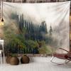 Mountains Psychedelic Tapestry Starry Sky Wall Hanging Star Stars Leaf Village Dorm Decor Blanket 130Cm Woven Personalized