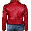 Antyczna damska CZERWONA skórzana kurtka | GORĄCY! Damska kurtka motocyklowa Retro Biker Western Celebrity, zimowa kurtka motocyklowa Biker