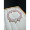 Natural Pink Crystal Bracelet Simple Gentle Pink Crystal Elastic Bracelet for Women, Friendship Jewelry Gift