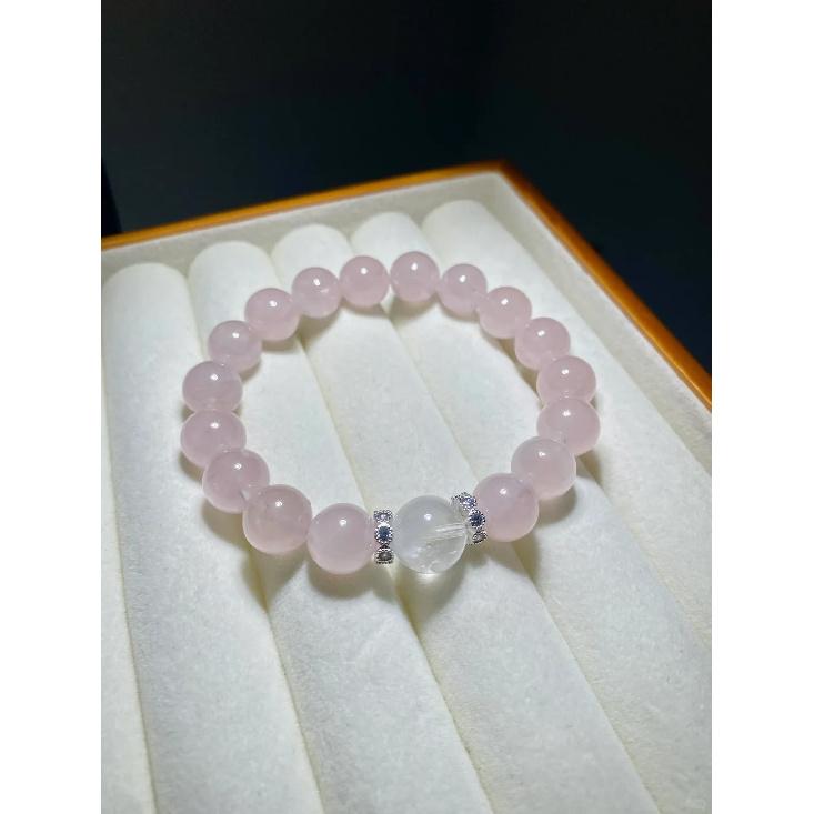 

Natural pink crystal bracelet Simple Gentle Pink Crystal Elastic Bracelet for Women, Friendship Jewelry Gift 10mm