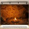 1 Piece of 2D Flat Background Fabric, Background Fabric Depicting Characters and Animals On the Rock Wall, Wooden Board