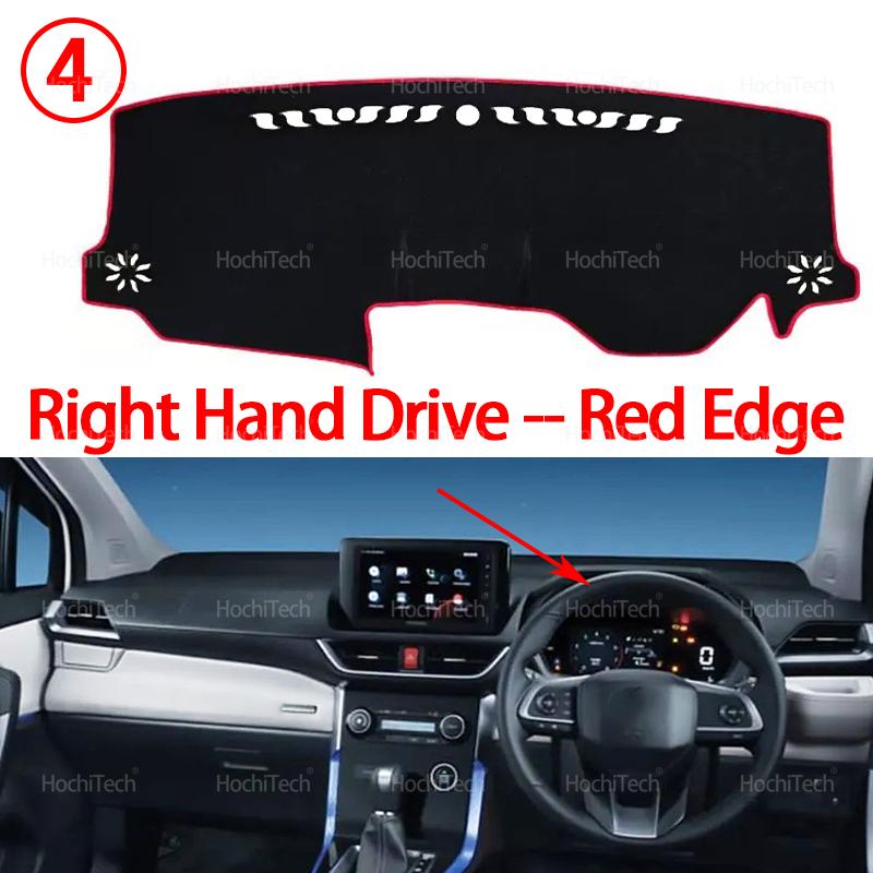 Dashboard Cover Dash Mat Board Pad Carpet Dashmat Anti-UV Mats for Toyota Avanza Veloz Transmover W100 W150 3Gen -Present Right Hand Red Edge