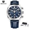 Benyar5205 New Men's Quartz Watch 43mm Luminous Dial 50m Water-Resistant Anti-Reflective Chronograph Fashionable Timepiece