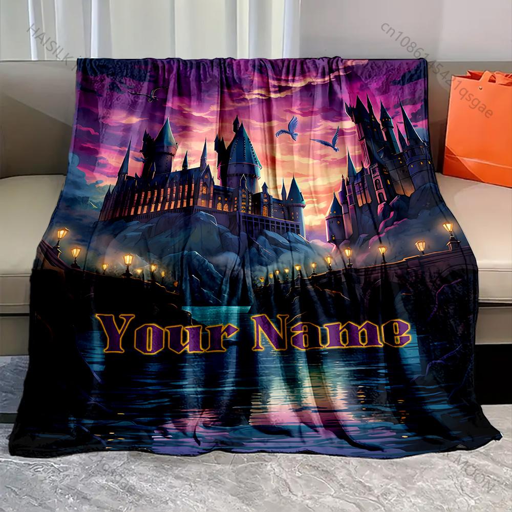 Personalization Custom Name Blanket Magic Academy Printing Suitable for Sofa, Bed, Travel, Camping, Car, Chair and Bed for Gifts