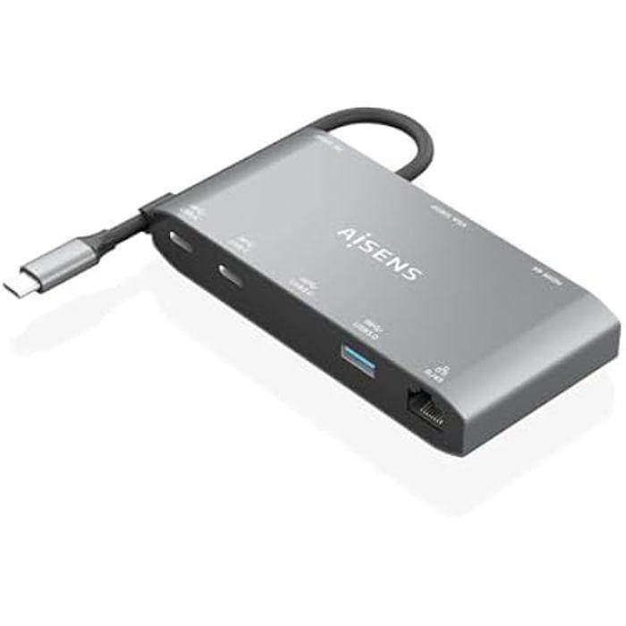 Hub USB - AISENS - ASUC-8P010-GR - 8 Ports - Gris - Compact Et Portable