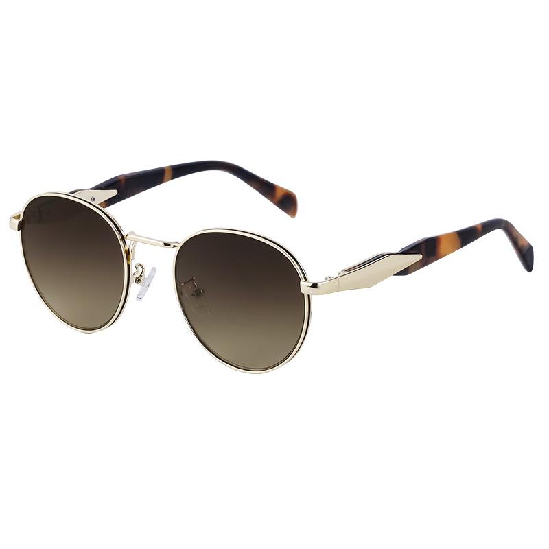 Round Frame Sunglasses Women'S Tide Advanced Sense Metal Sunglasses Men'S Sunglasses