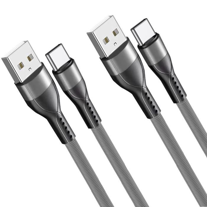 Câble USB-C - E.F.CONNECTION - 2x 1M - Charge Rapide 3A - Nylon - Compatible Xiaomi Redmi 14C/13C Redmi Note 13/14