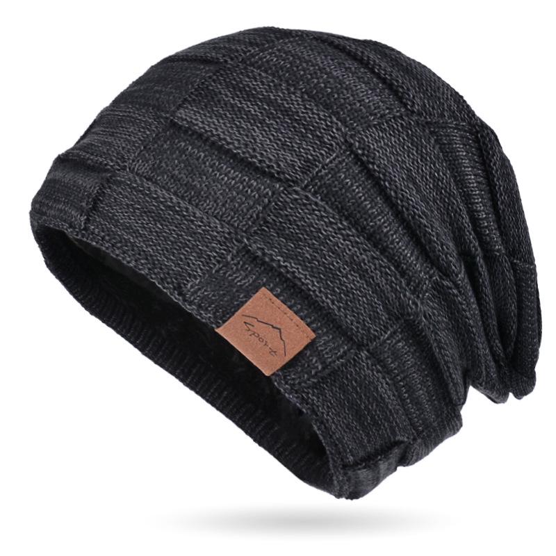 9875 Autumn/Winter Fleece-Lined Multi-Color Wool Knit Pullover Hat - Cozy Fashion for Women