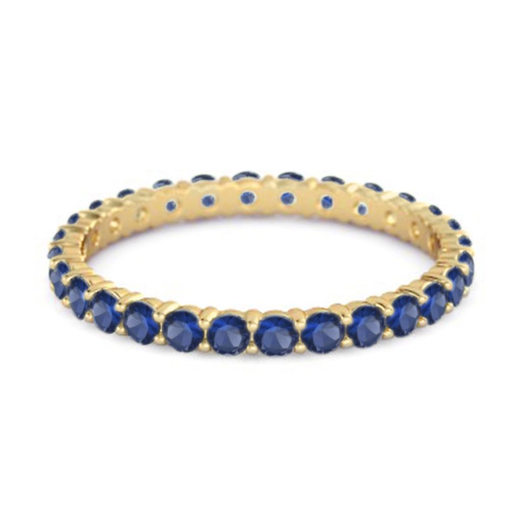 Blauer Saphir Eternity Bandring - 925er Sterlingsilber Gold Vermeil