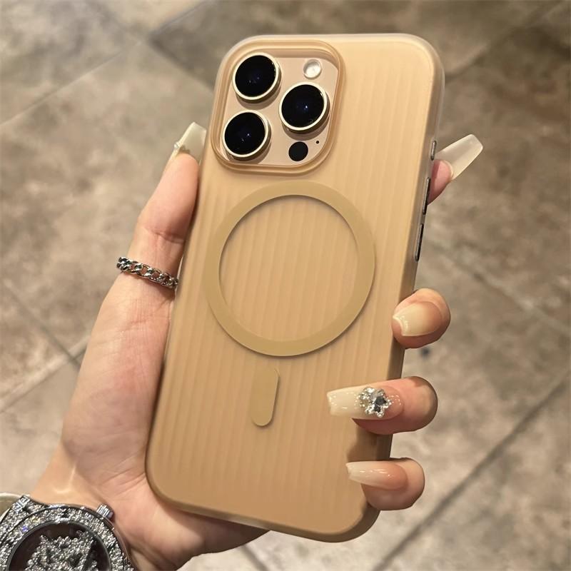 Advanced Corrugated Magnetic Suction Suitable for Apple 16proMax Mobile Phone Case Matte IPhone 15 Fall Protection Case 14