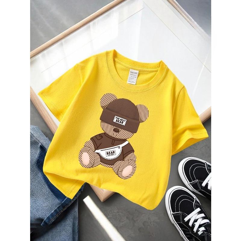 Mărimi europene Tricou băieți Design Artistic Imprimat, Ideal pentru Activități în Aer Liber, Top Moale Tricotat, Confortabil Și Respirabil, Potrivit pentru Vară