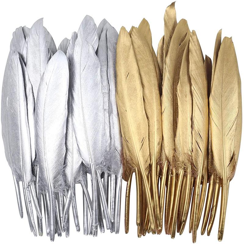 10/20 Stück Goldene Entenfedern DIY Handarbeit Dekoration Hochzeit Hut Federn für Schmuckherstellung Traumfänger Federn Basteln 10-15CM