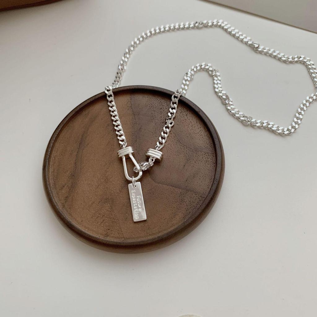 Chic Letter Square Pendant Necklace - Trendy Hip Hop Clavicle Chain for Women
