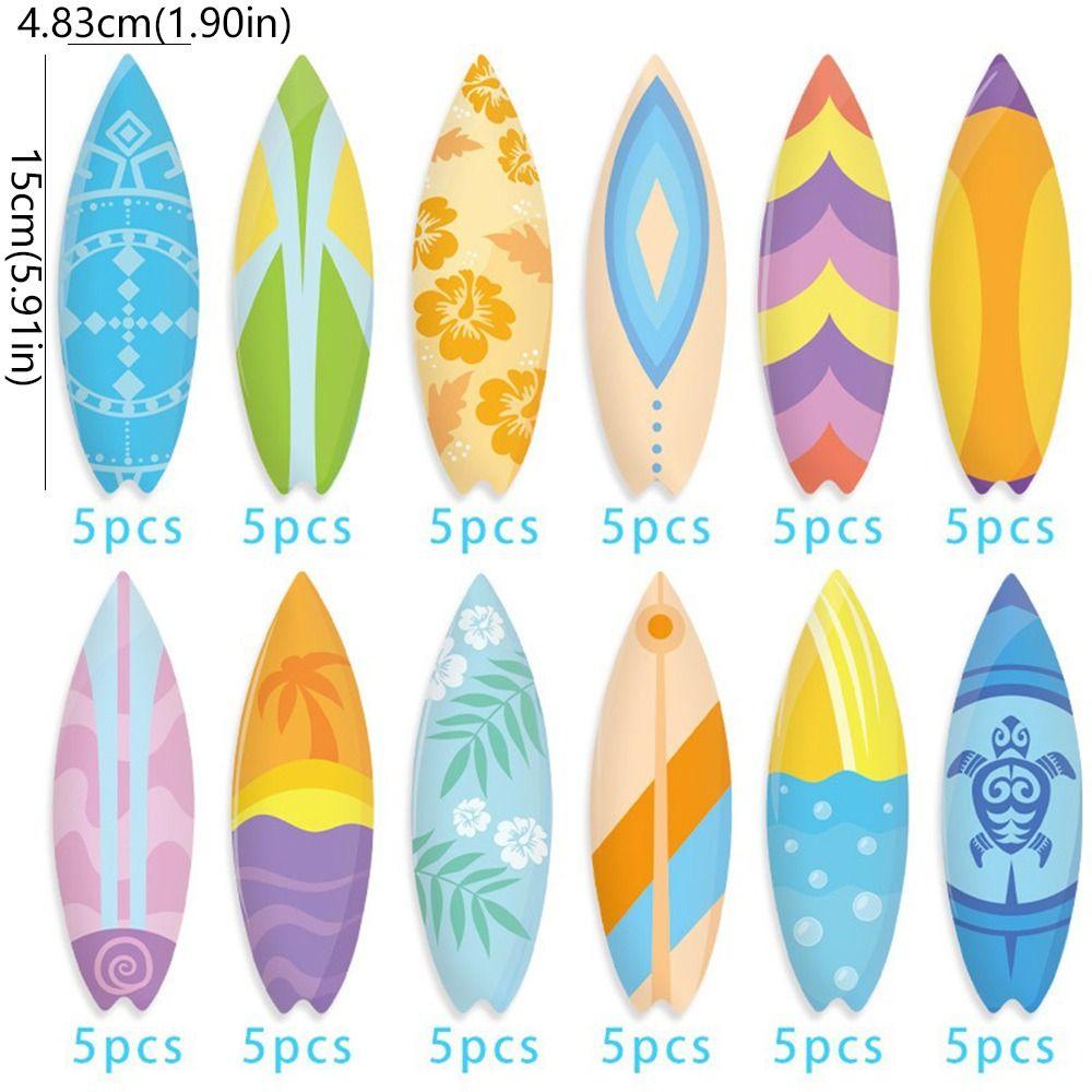 60pcs Waterproof Mini Surfboard Decorations Colorful Beach Party Decoration  Pool Party