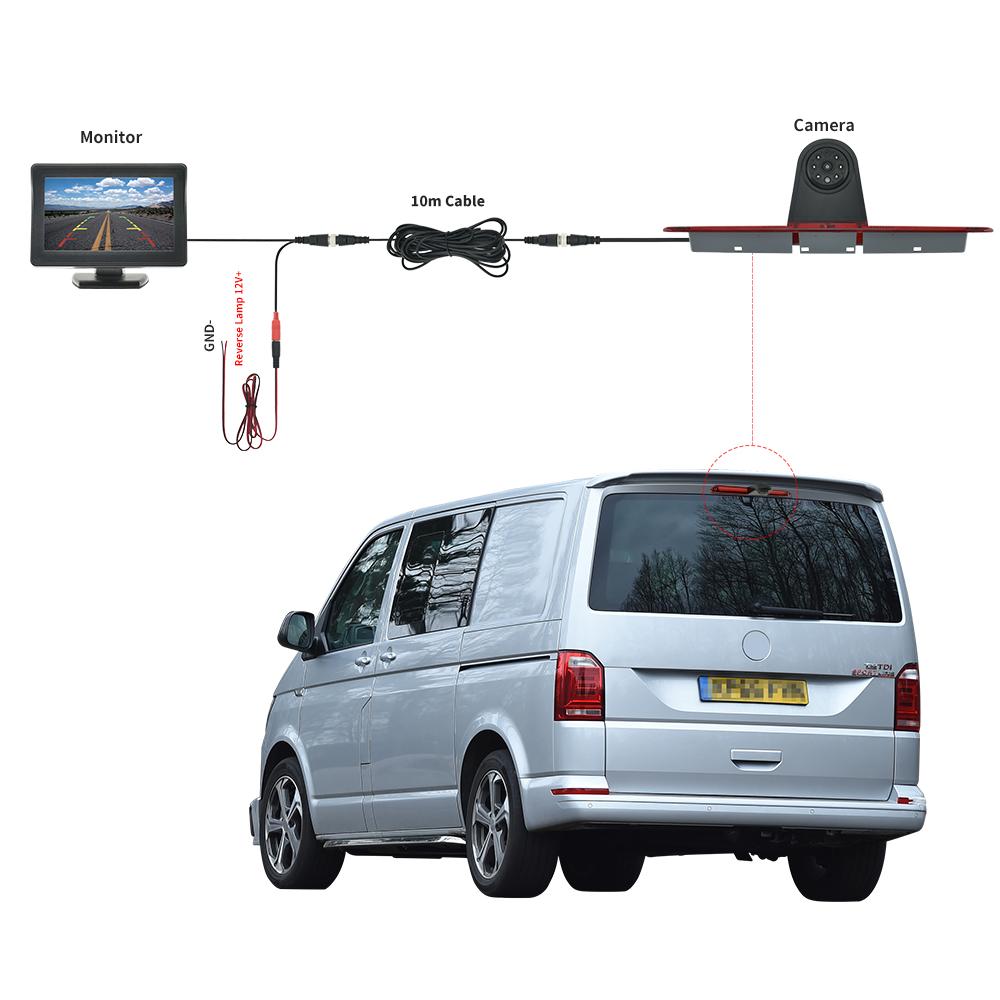 Parking Car Rear View Camera Brake Light 4.3 Inch Monitor For Mercedes-benz Sprinter W906 Volkswagen Crafter Caravelle T5 T6