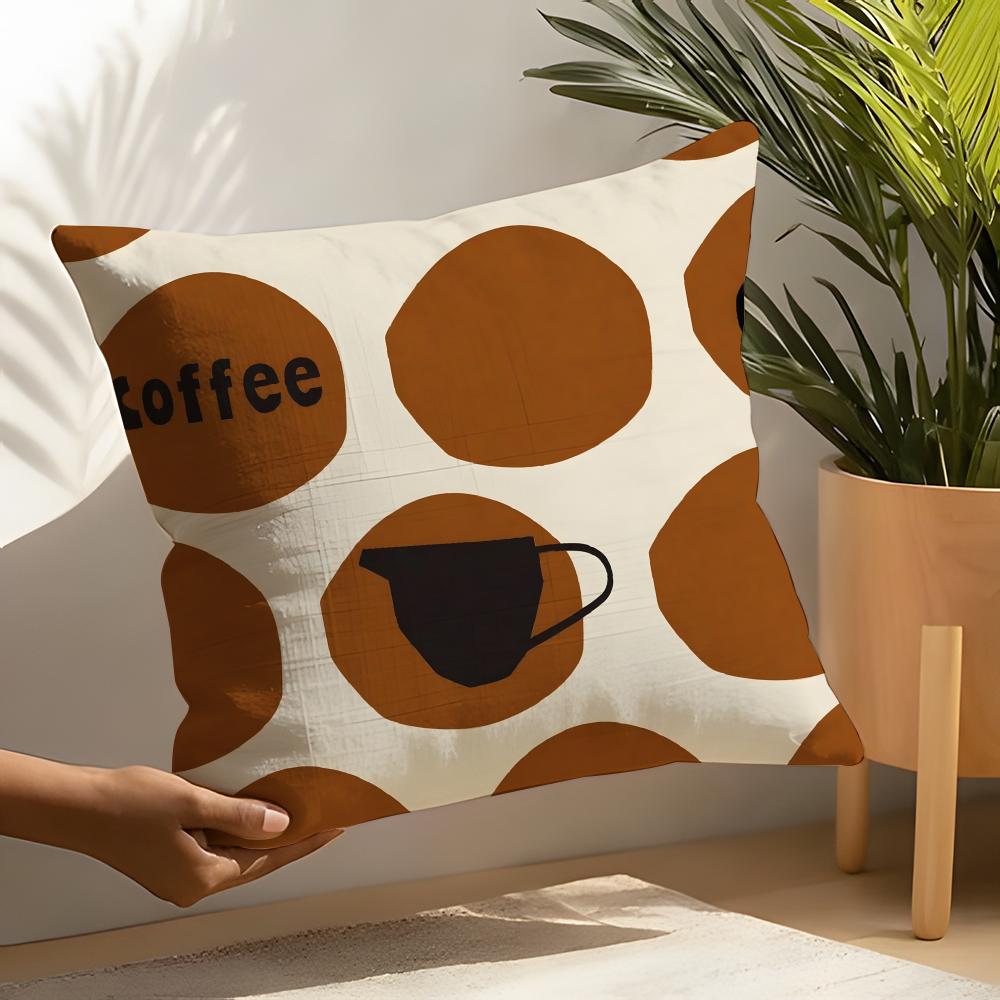 Creative Coffee Illustration Pillow Case Linen Cushion Covers For Decorative Sofa Home Pillows Case Car Chair Pillows Cases