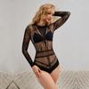 Black One-piece Sex Net, Perspective Sexy Long-sleeved Sex Net, Adult Net