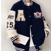 Letter Patch Baseball Jacket Casual Loose Varsity Coat