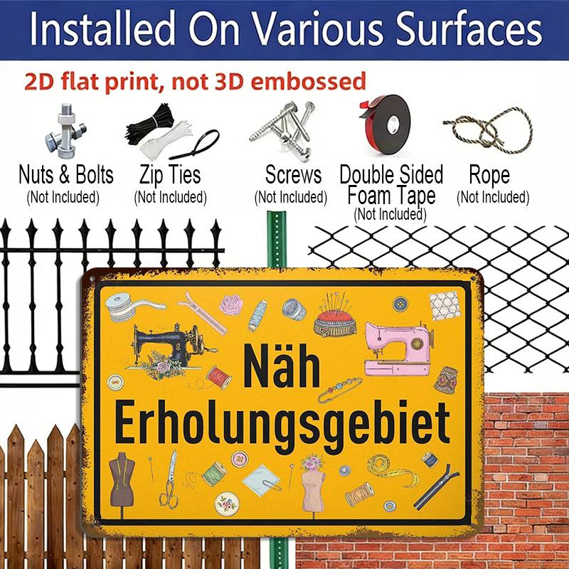 2D Flat 1pc Aluminium Metal Sign Plaque, German "Erholungsgebiet Für Nähere", 8*12inch, Ideal for Home Decor, Clubs, and Outdoor Decoration - Durable