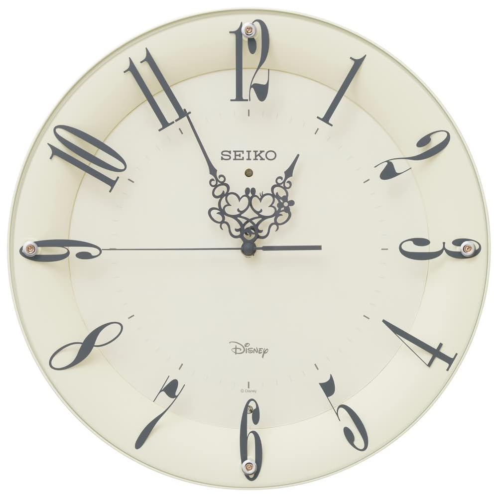 Seiko Clock Wall Clock, Character Design, Adult, Disney Mickey Mouse & Minnie Mouse, Radio Controlled, Analog, Ivory, FS506C