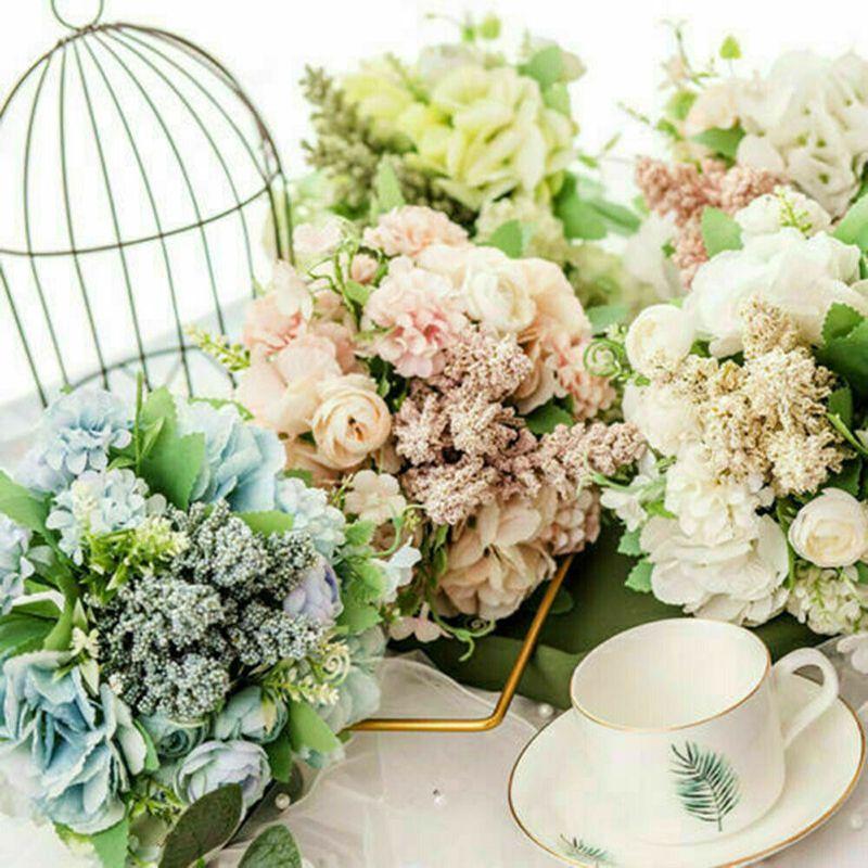 Elegant Real Touch Artificial Silk Flowers Bridal Wedding Bouquet For Home Party Decor