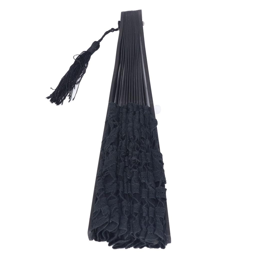 Evantai Pliabil Dantelă Ajurată Osatură Bambus Stil Vintage Evantai de Mână cu Ciucure pentru Haine de Spectacol