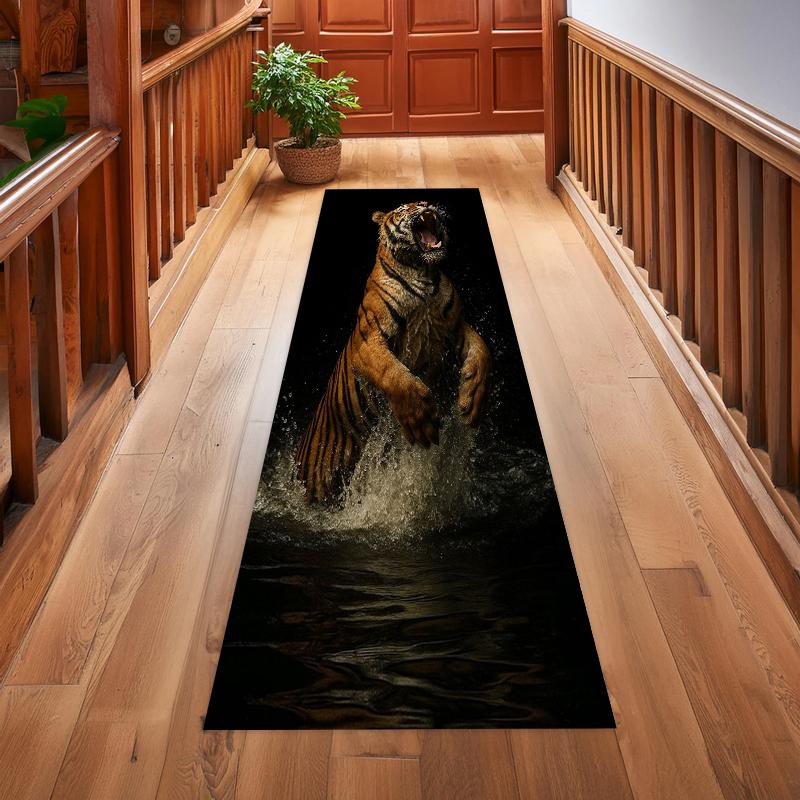 

Realistic Leopard Close-up Long Runner Rug Wild Animal Theme Durable Wear-resistant Non-slip Carpet for Hallway Entryway 40X120CM